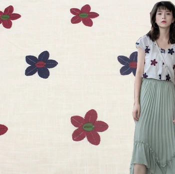 

LASUI 3 M=1 piece M0054 DIY skirt clothing skin-friendly Exquisite Colorful flowers full of embroidery cotton lace fabric