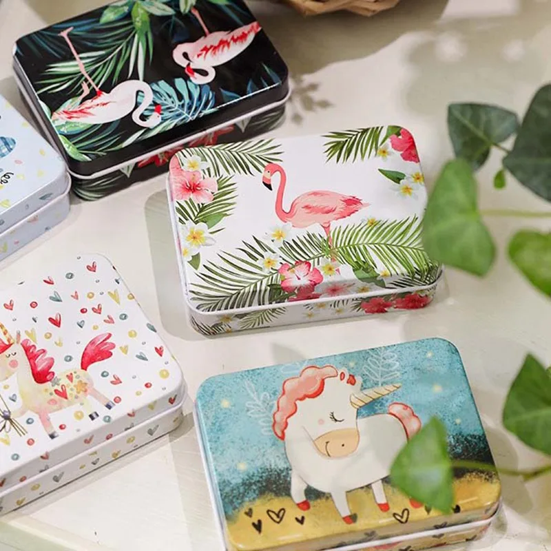 

Fantasy Unicorn Min Tin Box Cosmetics Makeup Organizer Case Metal Tea Coin Candy Box Wedding Favor Gift Box