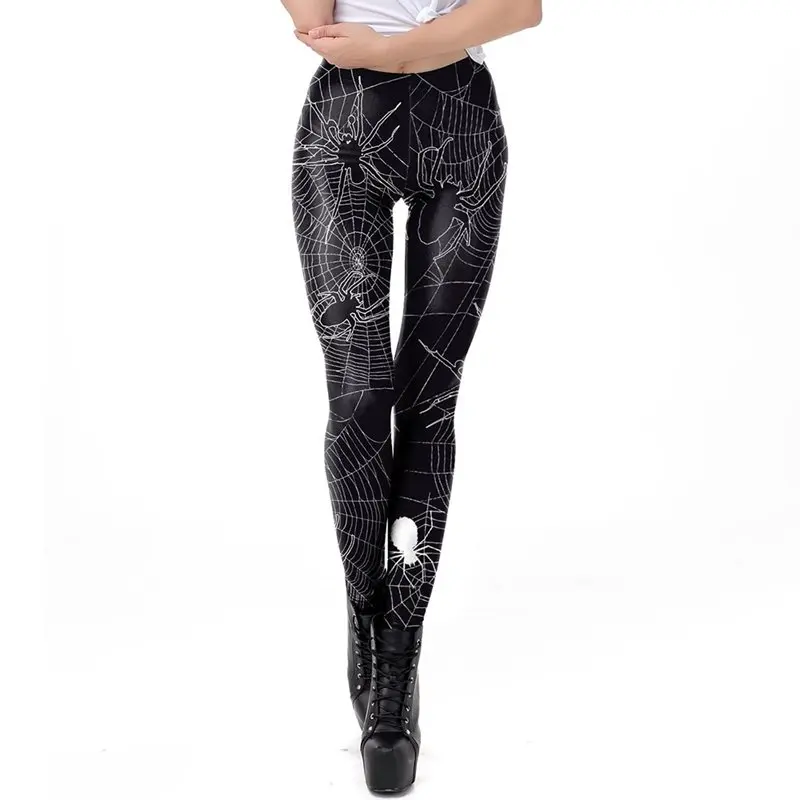 

Halloween Black Gothic Chic Sexy Club Push Up Women Leggings Thin Cartoon Print Party Summer Female Fall 2019 Goth Leggins