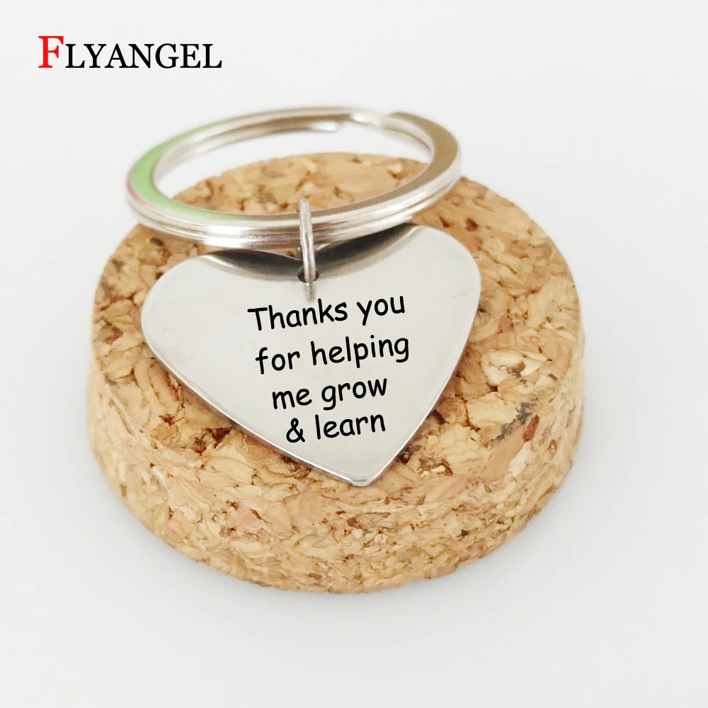 

Love Heart Charms Keychain Thank You for helping me grow&learn Key Chain Teachers Keyring For Teacher Jewelry Teacher's Day Gift