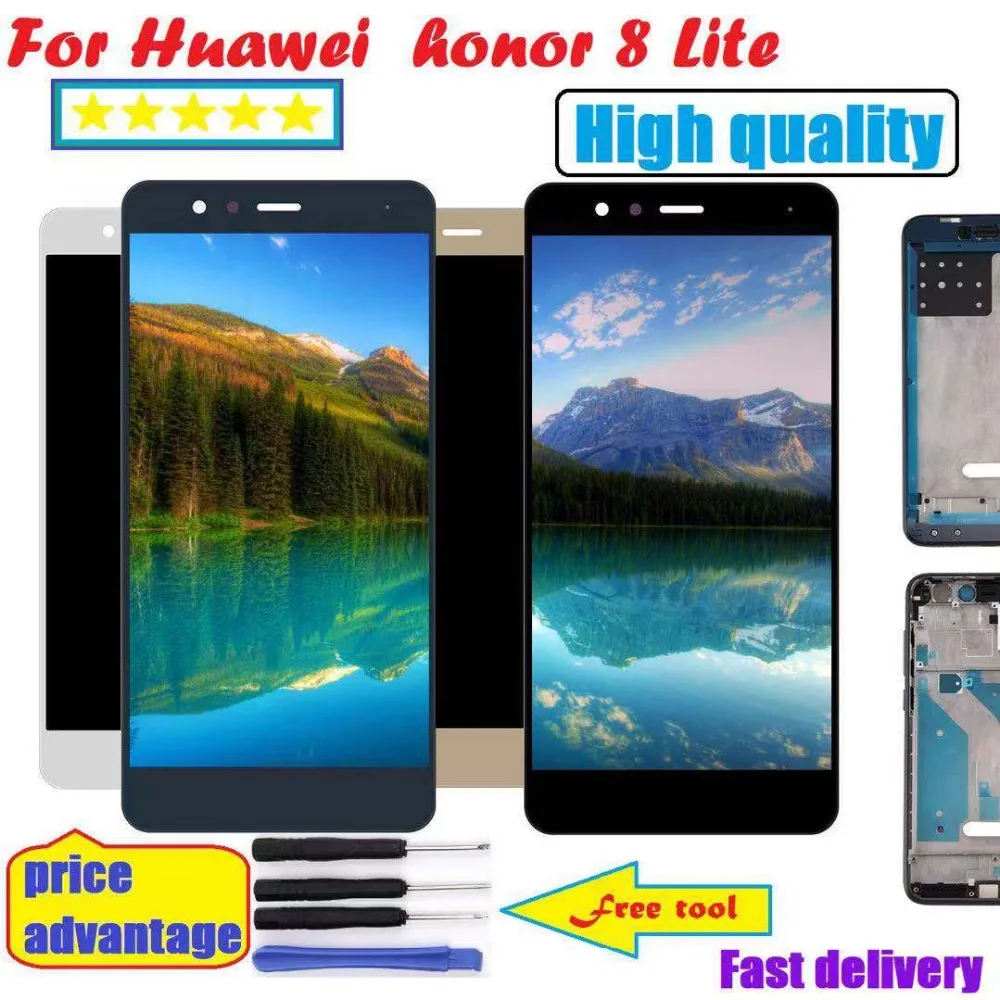 100% тест для Huawei Honor 8 Lite Youth Edition/Honor ЖК-дисплей + сенсорный экран дигитайзер в сборе