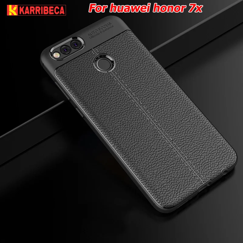 

Litchi strip silicone case honor 7x funda hoesje lychee leather pattern tpu cover for Huawei honor 7x coque etui kryt tok husa