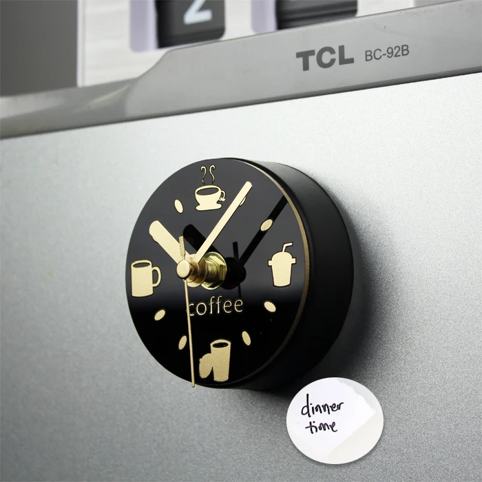 

Mini Leisure Self adhesive wall clock modern design silent blank fridge magnet kitchen watch digital wall clocks home decor