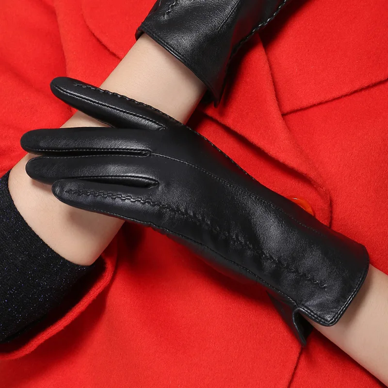 

Touch Screen PU Leather Gloves Women Winter Mittens Warm Gloves For Woman Winter Glove guantes mujer European style