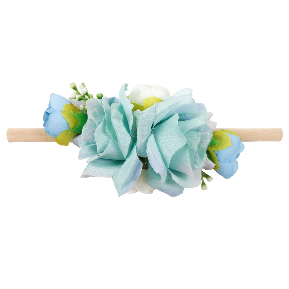 Нейлоновые повязки для детей корона с цветами для девочки головная повязка для новорожденных с эластичной лентой повязка с цветком венок для детей аксессуары для волос - Цвет: 5