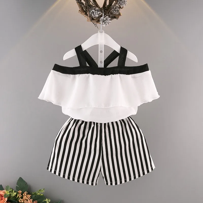Новинка 2018 Повседневная шифоновая короткая одежда в полоску для детей девочек