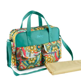 Горячая Распродажа модная Большая вместительная Детская сумка для подгузников стильная свежая сумка для мамы Водонепроницаемая нейлоновая Детская сумка - Цвет: Green Flower