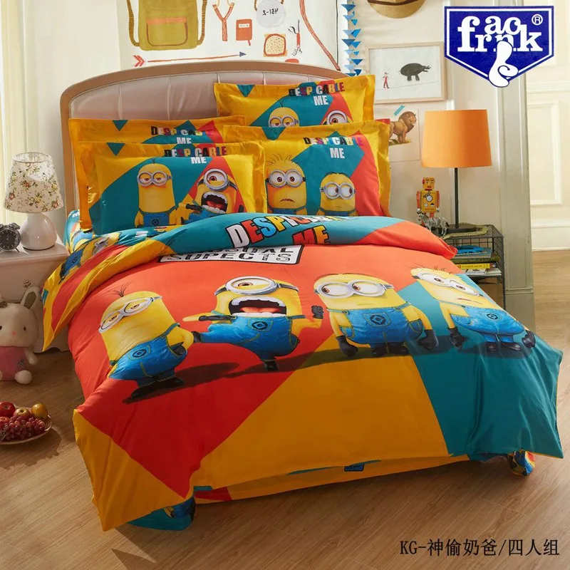 Cute Despicable Minions Kids Bedding Set,Queen King Size