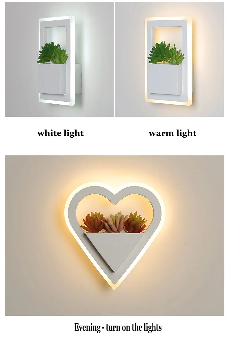 Simples e Moderno Luz de Parede Wecus Nova Arte Planta Lâmpada Cabeceira Personalidade Criativa Corredor Sala Estar Parede 13 Luminárias de parede