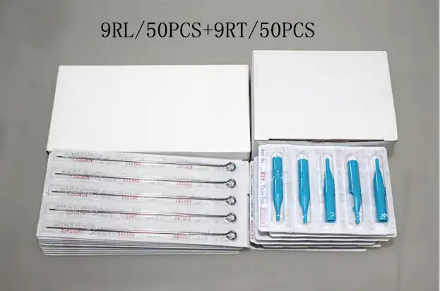 YILONG (9RL + 9RT) 50 шт одноразовые стерильные иглы для татуировки + 50 шт синие одноразовые наконечники для татуировки Бесплатная доставка иглы для татуировки продукт - изображение