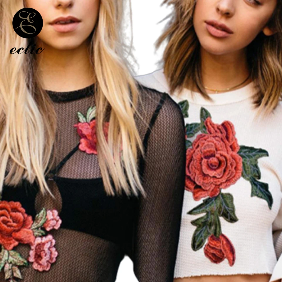 

Sweatshirt Crop Top Rose Hoodie Embroidery Poleron Mujer 2019 Vintage Floral Hoodie Kawaii Long Sleeve Women Harajuku Oversized