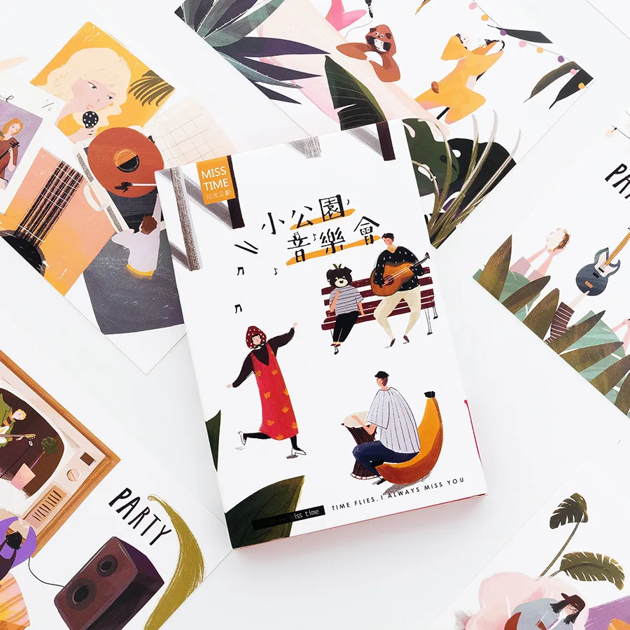 

30 Sheets/Set Park Concert Postcard/Greeting Card/Message Card/Birthday Letter Envelope Gift Card
