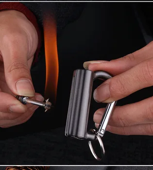 

Keychain waterproof Inflatable lighter Fashion cigarette Metal lighters Windproof smoking Grinding Wheel Lighter Outdoor Tools