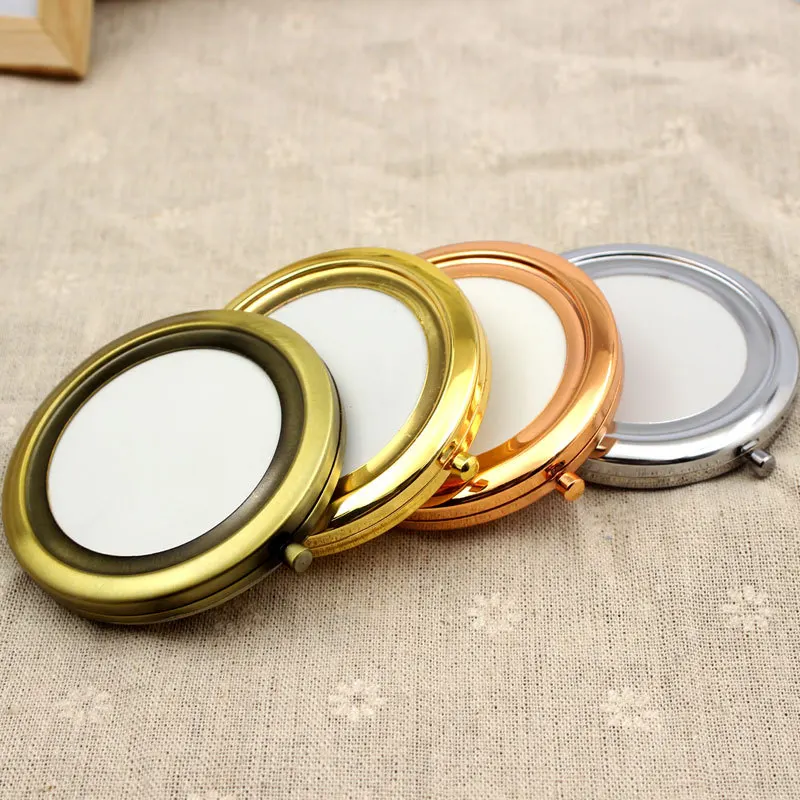 Wholesale 100pcs/lot Compact Mirrors DIY Portable Metal Makeup Mirror 2X Magnifying Silver and Copper Free Shipping with 2 led light 5x magnifying glass handheld glass loupe magnifier portable pocket tool professional