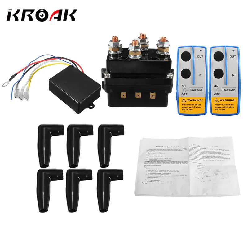 

KROAK Universal Solenoid Twin Wireless Remote Control Controller Recovery 4x4 12V 500Amp HD Contactor Winch Control