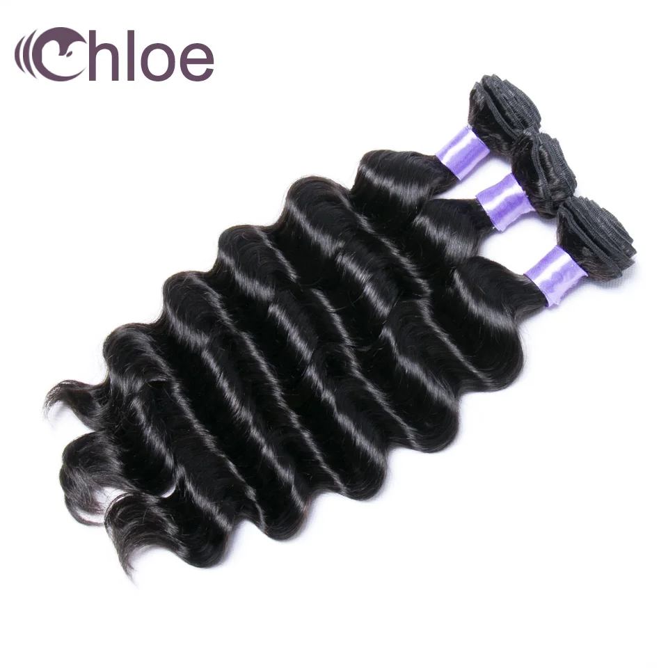 

Chloe Hair 3 piece Lot Peruvian Loose Deep 100% Human Hair Bundles Natural Black Color Virgin Hair Free Shipping