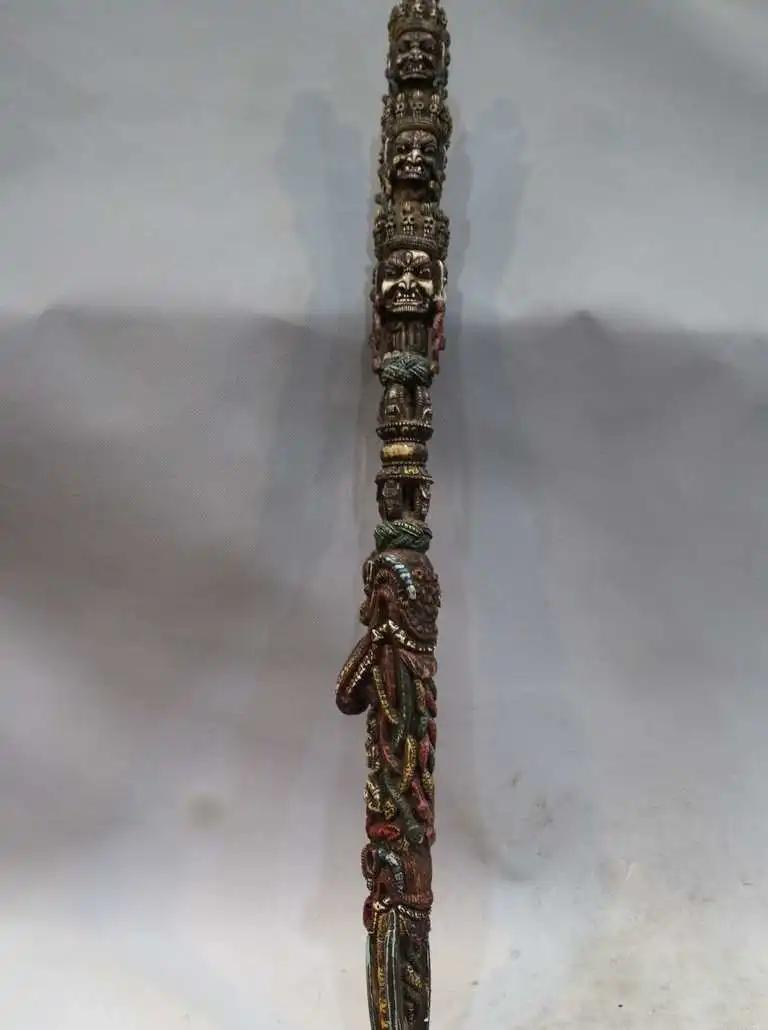 

Old Tibetan Buddhist Bone Dorje Phurpa Pestle Vajra Buddha Head statue