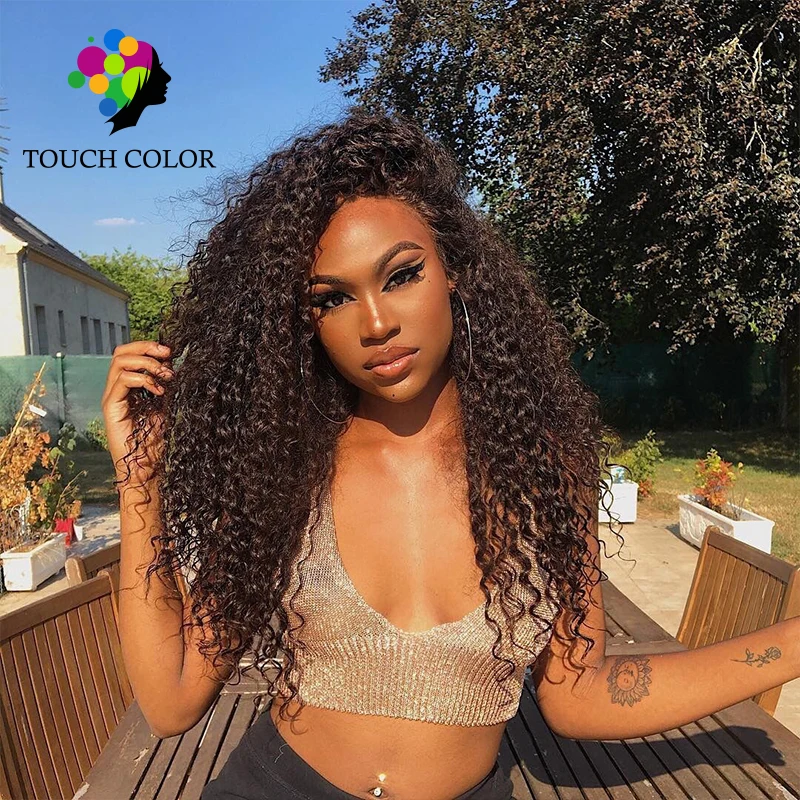 

Touch Color Hair 4x4 Lace Front Human Hair Wigs for Black Women Remy Peruvian Jerry Curly Lace Wig Pre Plucked With Baby Hair