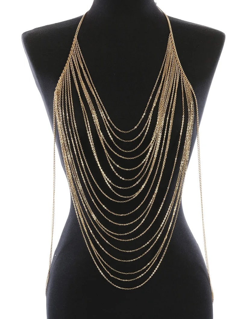 Body Jewelry Fashion Gold Color Body Belly Waist Chain Harness Necklace Womens Sexy Bikini Multilayer Body Chain Necklaces Body Jewelry Fashion Gold Color Body Belly Waist Chain Harness Necklace Womens Sexy Bikini Multilayer Body Chain Necklaces