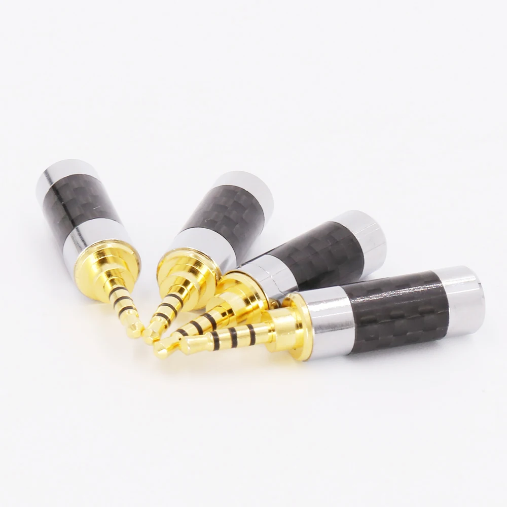 2pcs carbon fiber Gold plated 4pole 2 5mm Stereo Headphone Plug 2 5mm stereo Male Repair headphone Jack Plug Audio Soldering