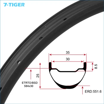 

7-TIGER 27.5er carbon MTB Rims Clincher tubeless type bicycle 25 mm high TMC725 Carbon Rim ud matte finish