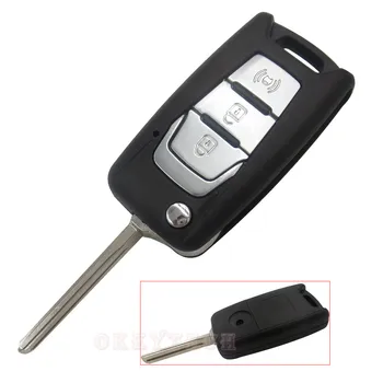 

Flip Folding Car Key Fob Case Cover Shell Replacement 3 Button For SsangYong Korando New Actyon C200 2016 2017 Car Key Shell Fob