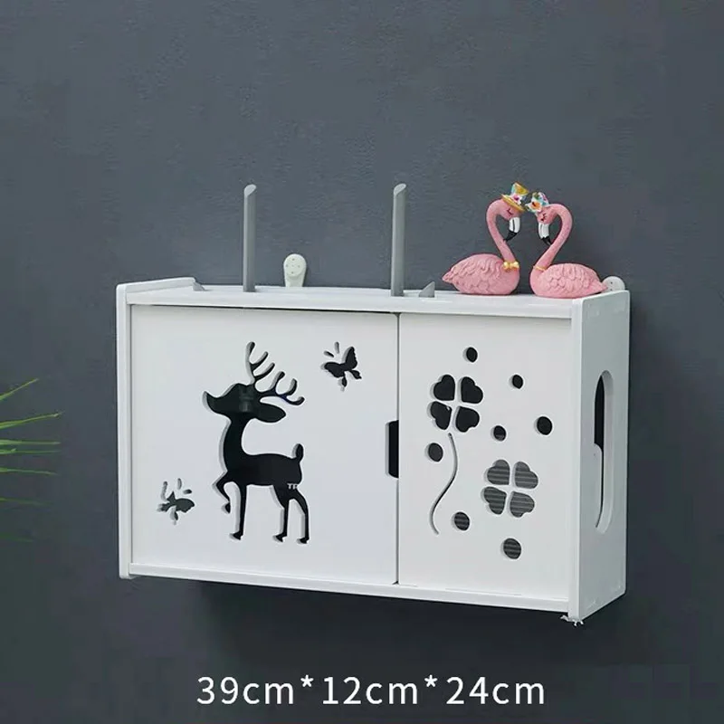 

middle Wireless Wifi Router Storage Box PVC panel Shelf Wall Hanging Plug Board Bracket Cable Storage Organizer Home Decor