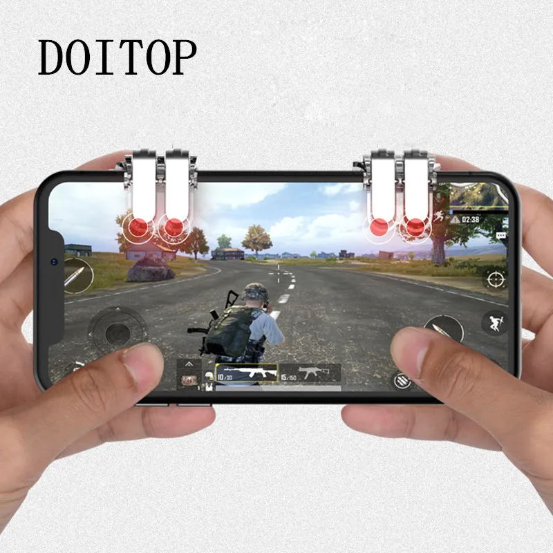 1Pair For Pubg Trigger Six-finger Free Fire Artifact Pubg Controller Mobile Gamepad linkage For Pubg Control Gaming Accessories