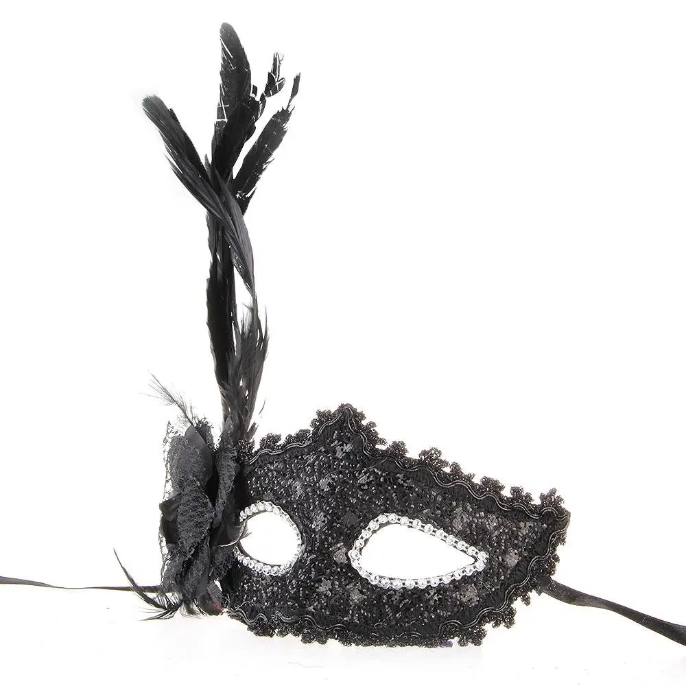 Венецианская маска Венеция перо цветок черный для Хэллоуина вечерние шоу карнавал