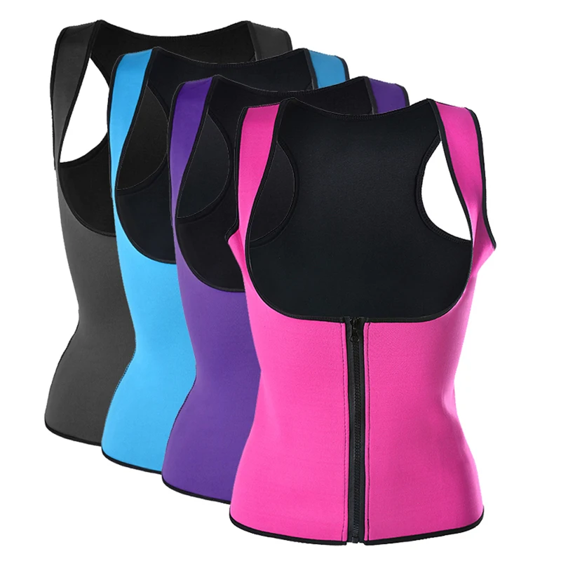 

Vertvie 2018 Women Vest Neoprene Corset Zippered Workout Sauna Suit Waist Cincher Trainer Hot Shaperwear Body Waist Support Slim