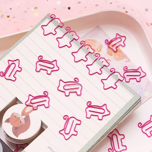 

10 Pcs/Lot Cute Pink Pig Metal Bookmark Planner Paper Clip Creative stationery School Office Supplies 031
