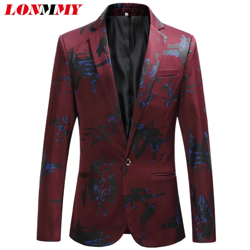 LONMMY 5XL 6XL свадебное платье блейзер мужской Slim fit повседневные Пиджаки мужские костюмы пальто мужская одежда винно-красный темно-синий мода