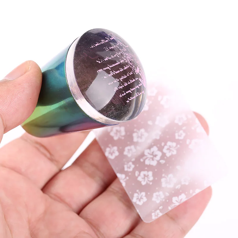 1 Набор прозрачный желе для дизайна ногтей штамп прозрачная металлическая ручка прозрачный силиконовый штамп и скребок Штамп Инструменты