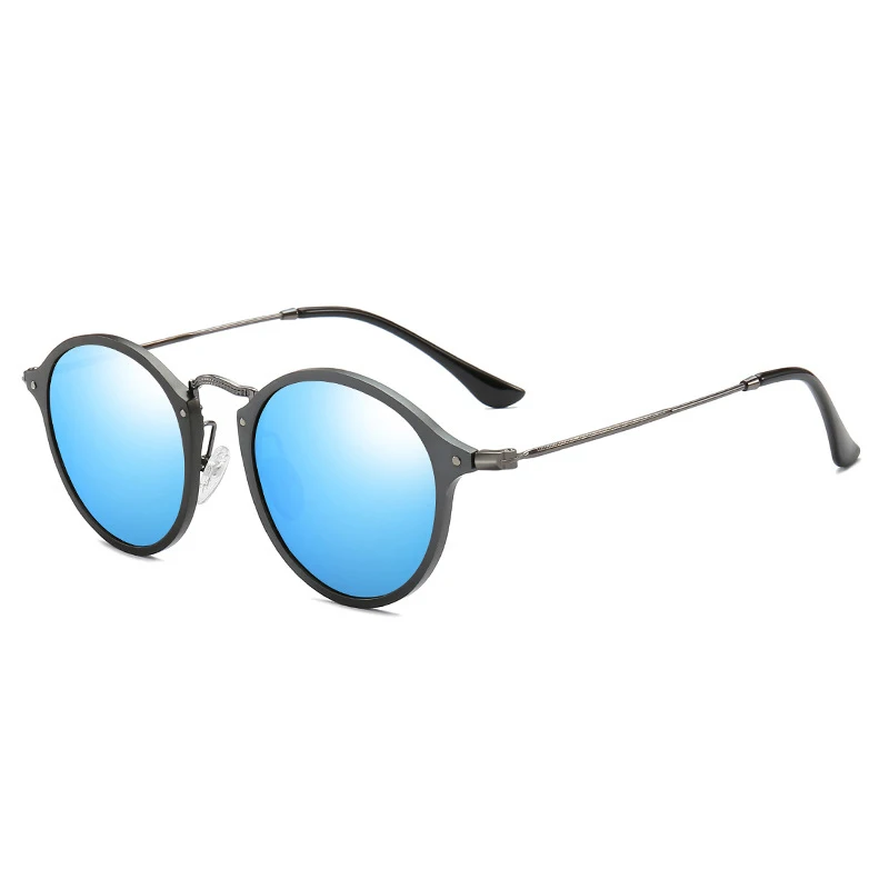 SIMPRECT поляризационные солнцезащитные очки, мужские круглые солнцезащитные очки из алюминиево-магниевого сплава, UV400, высокое качество, Ретро стиль, антибликовые солнцезащитные очки для мужчин - Цвет линз: gun-blue