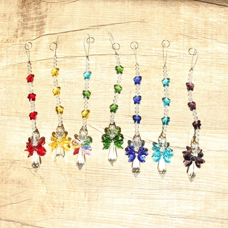 H&D 7pcs Crystal Glass Guardian Angel Window Sun Catchers Rainbow Maker Collection Suncather Gift Home Garden Hanging Decor