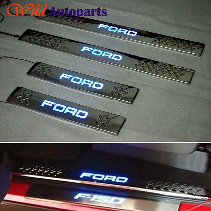 4pcs Stainless steel Billet Inner LED Door Sill Pr...
