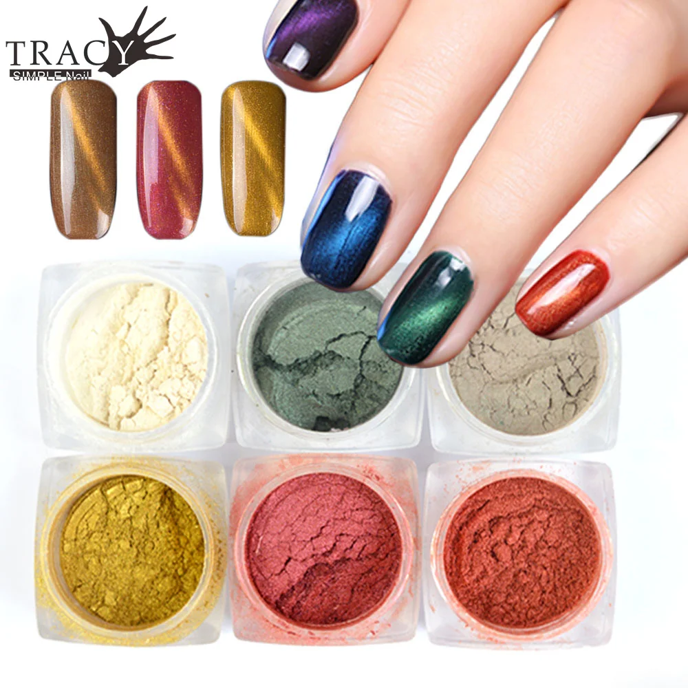 

New 6 Colors 3D Cat Eye Magic Glitter Pigment Nail Art Glitter Powder Dust for UV Gel Polish Mirror Shiny Magnetic Effect TR305