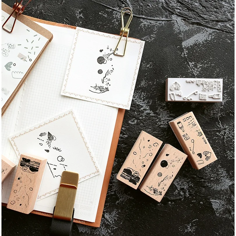 

1 Pcs Cute Vintage Natural Debrics Plants Wooden Rubber Stamp DIY Scrapbooking Craft Wax Seal Stamp