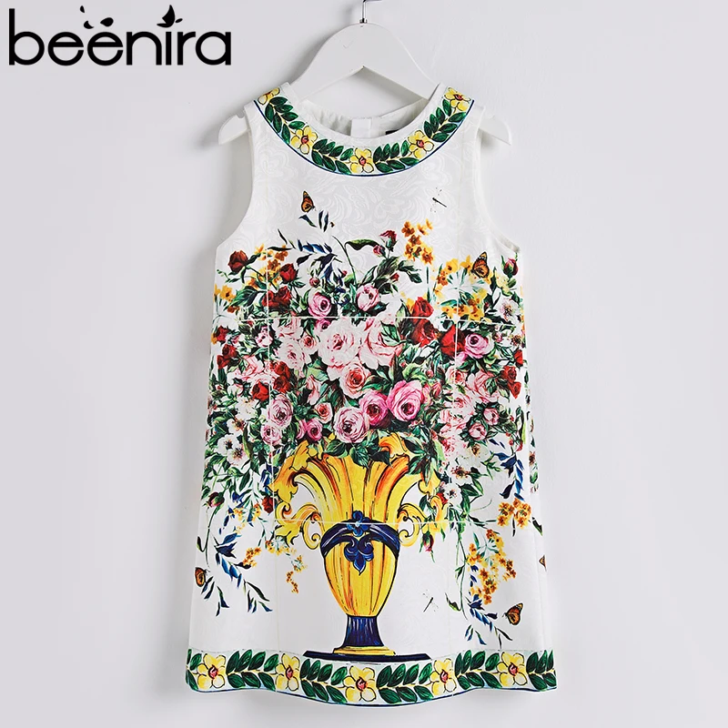 

Beenira 2019 New European And American Style Kids Sleeveless Flower Pattern Exquisite Princess Dress 4-14y Girls Clothing Dress