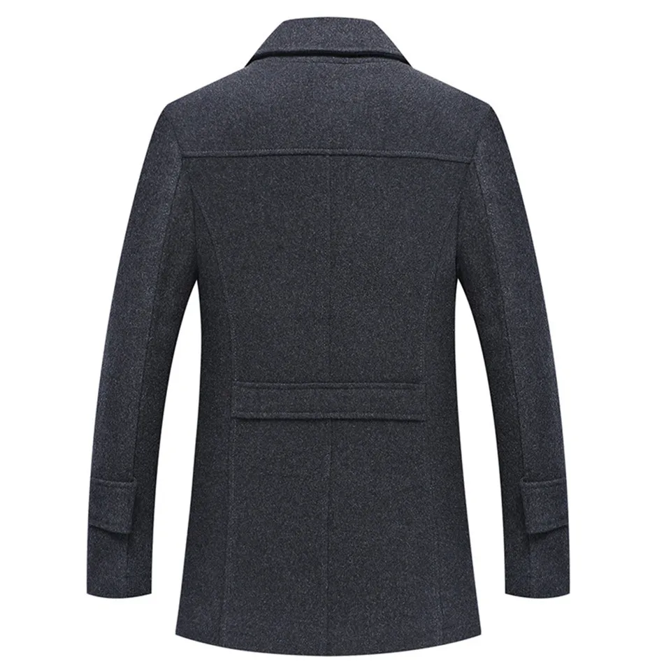 Осенне-зимнее мужское повседневное пальто, утолщенный шерстяной Тренч, деловое мужское одноцветное классическое пальто средней длины, куртки, топы