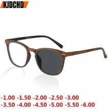 От-1,00 до-6,00 ретро круглые деревянные цветные солнечные фотохромные готовые очки для близорукости, мужские женские солнцезащитные очки, очки для близорукости