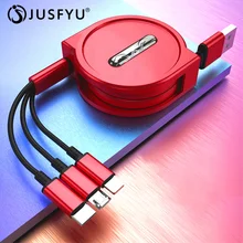 3 в 1 usb type C Micro USB кабель type-c для iPhone X XS MAX XR Телескопический зарядный кабель 120 см A Быстрая зарядка USB C кабель