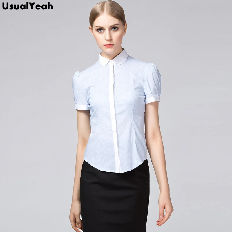 UsualYeahNewFashionWomenWorkShirtsElegantBlouseShortSleeveOL