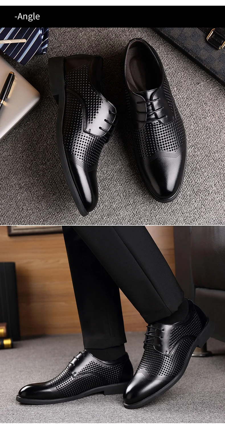 Misalwa/Мужская обувь; Роскошная брендовая деловая обувь с перфорацией; сезон лето; острый носок; деловой костюм; офисные оксфорды; модельная обувь; цвет коричневый, черный