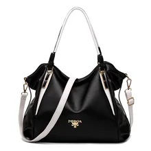 Classique Noir et blanc femelle sac simple atmosphérique femmes sac à main de Haute qualité en cuir PU Totes sac à bandoulière Messenger sac