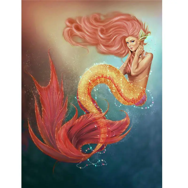 5D Diamond Painting Gold Mermaid Kit Full square / round drill | Дом и сад