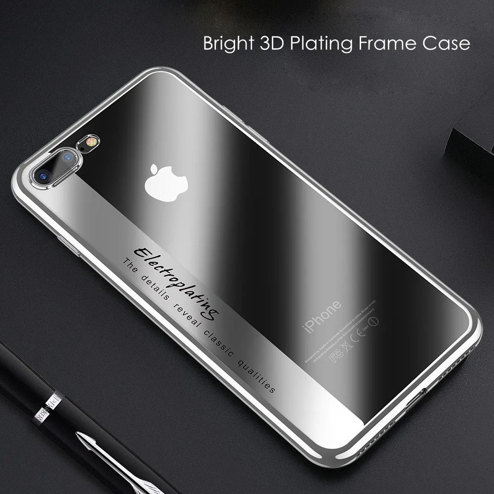 

KISSCASE 3D Plating Frame Case For iPhone 6S 6 7 8 Plus Cover Ultra Thin Transparent Soft TPU Phone Shell For iPhone X 10 Cases