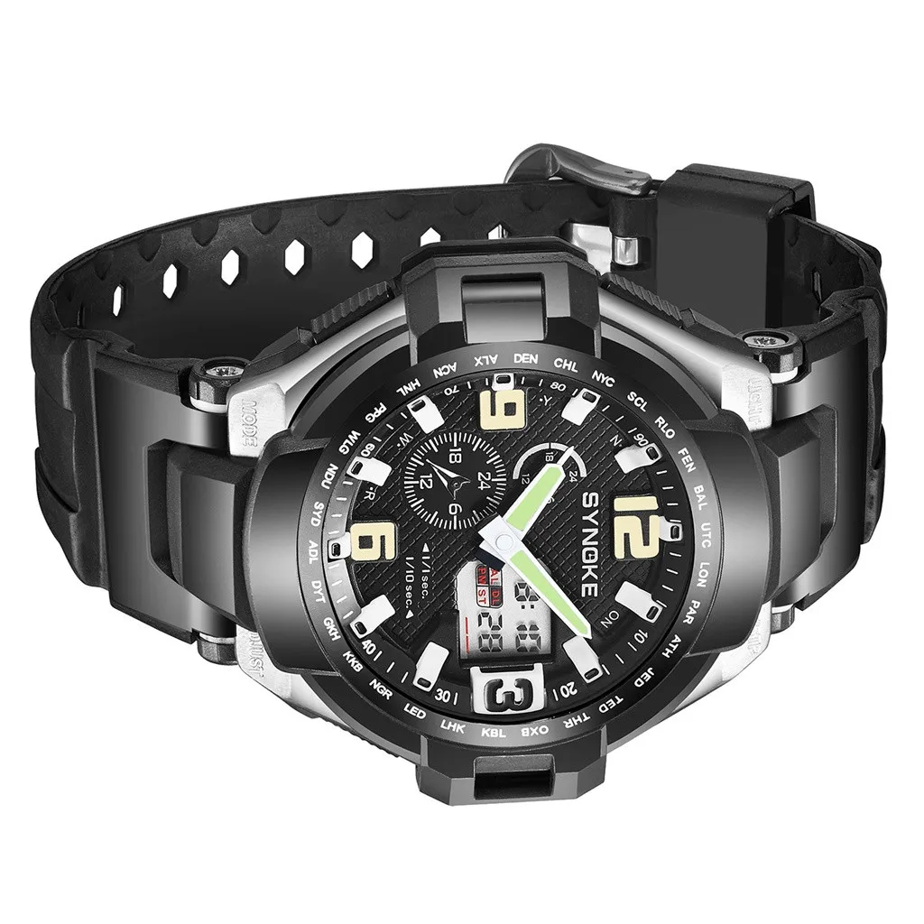 Sanwony часы спортивные электронные модные многофункциональные светодиодный часы два времени креативные механические часы relogios masculino