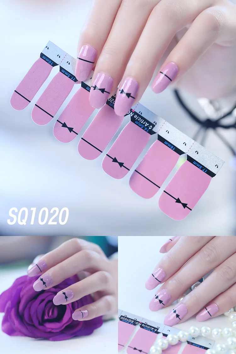 14 насадок/листов, Корейская версия, многоцветные наклейки для ногтей, полное покрытие, лак для ногтей, наклейки, сделай сам, клей для украшения ногтей