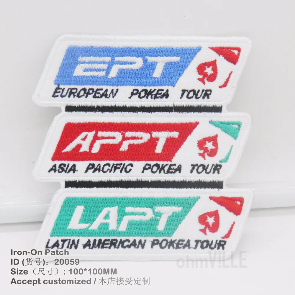 

Patches European / Latin American Poker Tour / Asian Pacific Poker Tour Embroidered Iron On Patch 20059